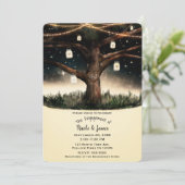 Invitation Lumières d'arbre de nuit rustique et fiançailles d (Debout devant)