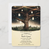 Invitation Lumières d'arbre de nuit rustique et fiançailles d (Devant)