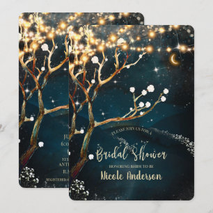 Invitation Lumières d'arbre de soirée rustique Shower de mari
