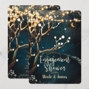 Invitation Lumières d'Arbre Rustique Soirée de Fiançailles Nu