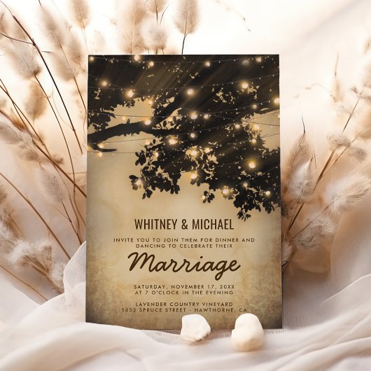 Invitation Lumières d'arbre rustiques vintage réception de ma