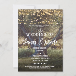 Invitation Lumières d'Arbre Vintage Forêt Boisée Mariage en P