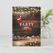 Invitation Lumières de baril en bois rustique Fleurs d'hiver (Debout devant)