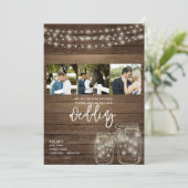 Invitation Lumières de bocaux de maçon rustiques Mariage de c (Debout devant)