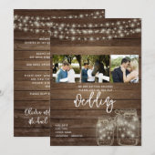 Invitation Lumières de bocaux de maçon rustiques Mariage de c (Devant / Derrière)