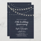 Invitation Lumières de Bois Rustique et de Guirlande 25e Anni (Devant / Derrière)