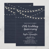 Invitation Lumières de Bois Rustique et de Guirlandes pour le (Devant / Derrière)