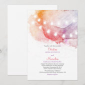 Invitation lumières de chaîne d'aquarelle mariage élégant (Devant / Derrière)