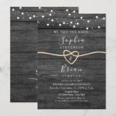 Invitation Lumières de Chaîne de Bois Rustique Doré Mariage R (Devant / Derrière)