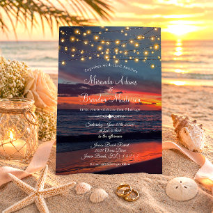 Invitation Lumières de Chaîne de Coucher de Soleil d'Été Mari
