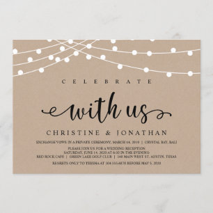 Invitation Lumières de chaîne de ferme rustique, mariage kraf
