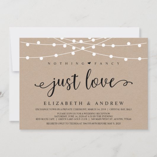 Invitation Lumières de chaîne de ferme rustique, mariage kraf (Devant)