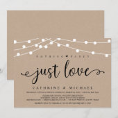 Invitation Lumières de chaîne de ferme rustique, mariage kraf (Devant / Derrière)