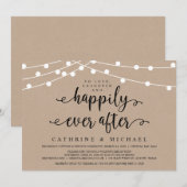 Invitation Lumières de chaîne de ferme rustique, mariage kraf (Devant / Derrière)