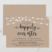 Invitation Lumières de chaîne de ferme rustique, mariage kraf (Devant / Derrière)