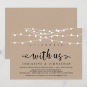 Invitation Lumières de chaîne de ferme rustique, mariage kraf (Devant / Derrière)