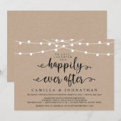 Invitation Lumières de chaîne de ferme rustique, mariage kraf (Devant / Derrière)