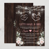 Invitation Lumières de chaîne de fleurs roses blanches Grange (Devant / Derrière)