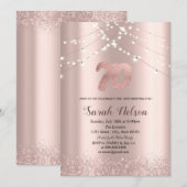 Invitation Lumières de chaîne de glitter or rose de luxe Invi (Devant / Derrière)
