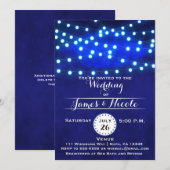 Invitation Lumières de chaîne de nuit rustique bleu Invitatio (Devant / Derrière)
