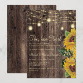 Invitation Lumières de chaîne de tournesol en bois rustique p (Devant / Derrière)