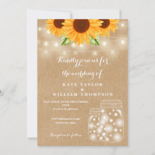 Invitation Lumières de Chaîne de Tournesol Rustique Mariage P