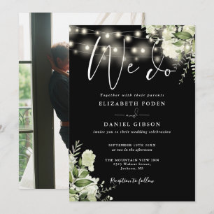 Invitation Lumières de Chaîne de Verdure de Mariage de Photo