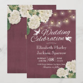 Invitation Lumières de chaîne des Hydrangées blanches faire-p (Devant / Derrière)