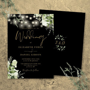Invitation Lumières de chaîne dorées et noires pour mariage f