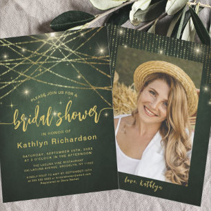 Invitation Lumières de chaîne dorées scintillantes élégantes 