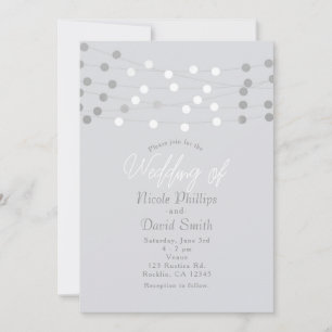 Invitation Lumières de chaîne en argent blanc moderne chic ma