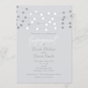 Invitation Lumières de chaîne en argent blanc moderne chic po