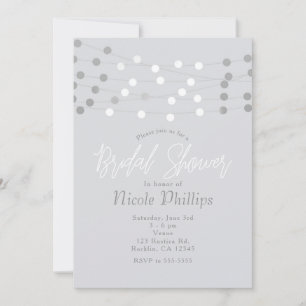 Invitation Lumières de chaîne en argent blanc moderne pour la