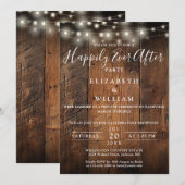 Invitation Lumières de Chaîne en Bois de Grange Rustique pour (Devant / Derrière)