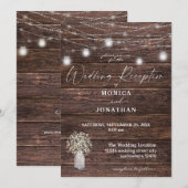 Invitation Lumières de Chaîne en Bois de Gypsophile Réception (Devant / Derrière)