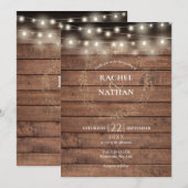 Invitation Lumières de Chaîne en Bois Rustique Couronne de La (Devant / Derrière)