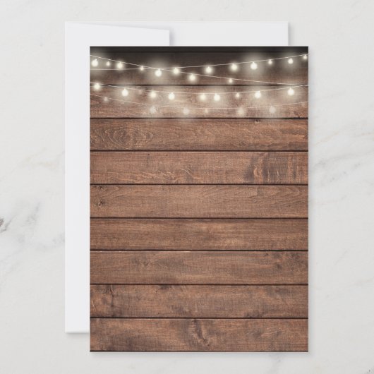 Invitation Lumières de Chaîne en Bois Rustique Mariage Date (Dos)