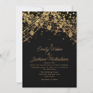 Invitation Lumières de chaîne en or noir Mariage