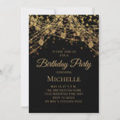 Invitation Lumières de chaîne en or noir pour l'anniversaire  (Devant)