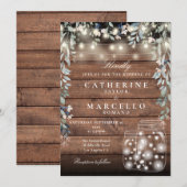 Invitation Lumières de Chaîne Florales Pot en Matière Rustiqu (Devant / Derrière)