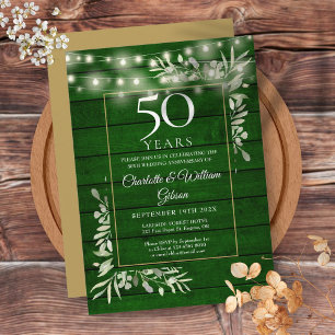 Invitation Lumières de chaîne florales pour le 50e anniversai