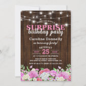 Invitation Lumières de chaîne florales roses rustiques pour f (Devant)