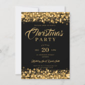 Invitation Lumières de chaîne or de Noël (Devant)