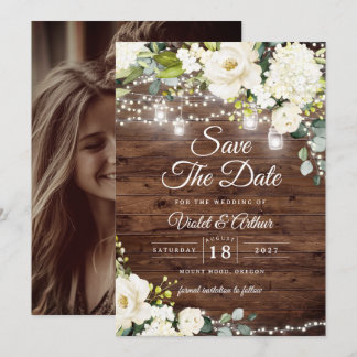 Invitation Lumières de chaîne rustiques de photo Mariage Enre