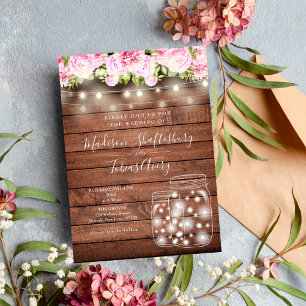 Invitation Lumières de Chaîne Rustiques Fleurs de Mariage en