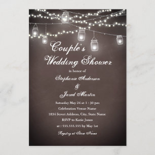 Invitation Lumières de Chaîne Rustiques Mariage Couple Baby S