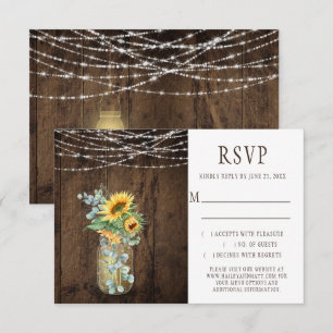 Invitation Lumières de Chaîne Rustiques Tournesols Pots en Mâ
