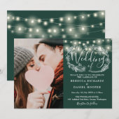 Invitation Lumières de Chaîne Vert Emeraude Fleur Photo Maria (Devant / Derrière)