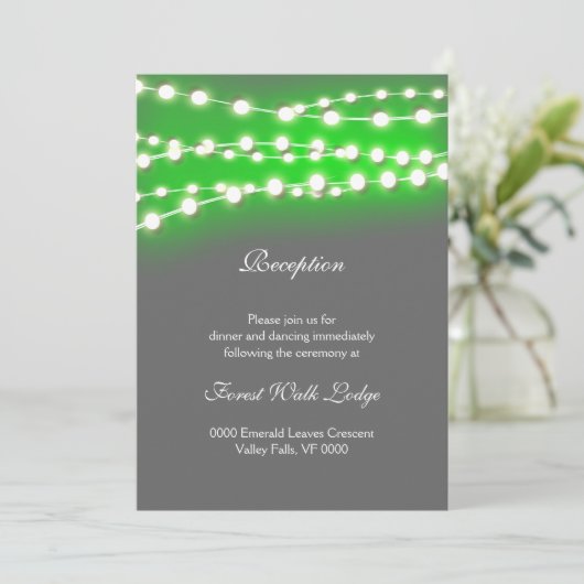 Invitation Lumières de chaîne vert jardin éclairage RÉCEPTION (Debout devant)