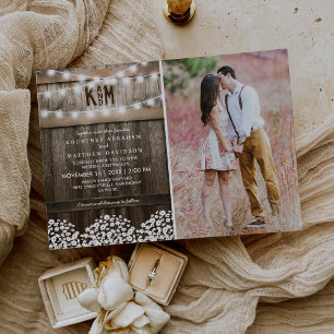 Invitation Lumières de corde de Baby's Breath rustique Photo